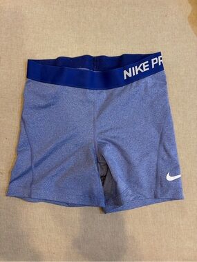 Nike Blue Heathered Compression Shorts with Navy Waistband